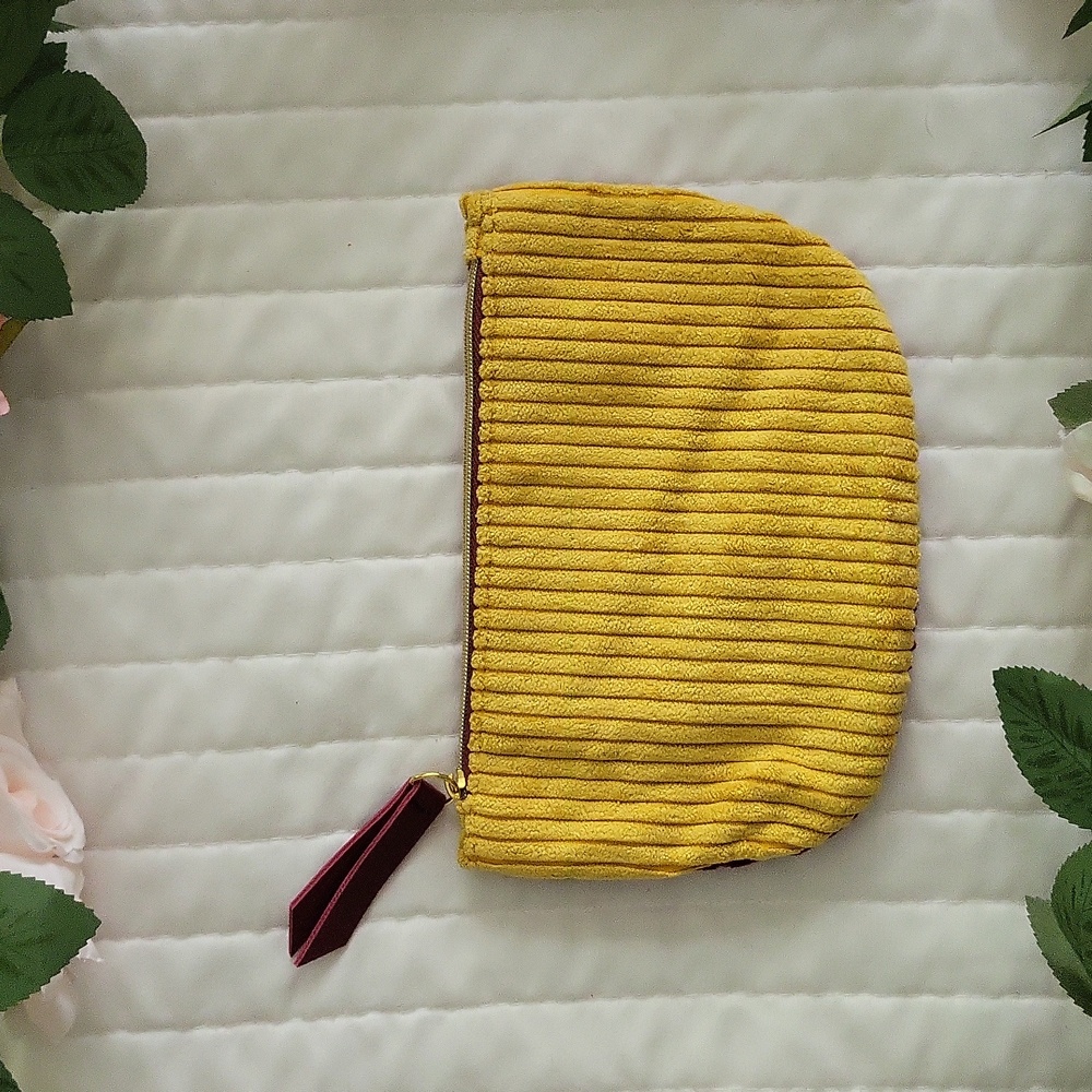 IPSY Gold and Maroon Empty Cosmetic Bag